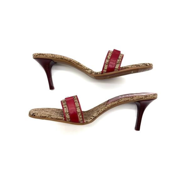 NIB Vintage Dior Diorissimo John Galliano Red Monogram Mule Heeled Sandals 40 - Picture 5 of 7